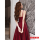 
tromlfz burgundy toast clothes new style bride summer temperament engagement hangs skirt feeling evening dress for women burgundy long M 165