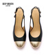 DEEP BREATH Deep Breath Women's Shoes Small Round Toe Small Xiangfeng High Heels Elegant Back Single Shoes AX11148 Black Gold 38