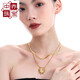 Medium Red Sun Pendant Titanium Steel Double Layer Necklace Women's Light Luxury Niche Sports Accessory 18k Gold Stacked Clavicle Chain Golden Sun Double Layer Snake Bone Chain