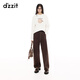 Sudadera Dzzit Disu 2025 Spring New Three-Color Plus Diseño de vellón Estilo casual Mujeres 3J1J1049W Brown XS