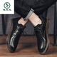 Woodpecker Casual Lederschuhe Britische Business Formale Wear Herrenschuhe 2025 Frühlings- und Herbst neuer trendiger vielseitiger Retro -Socken echte Leder -Freizeitschuhe Schwarz (9920) 39