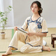 Catman Summer Frauen neue chinesische Kurzärmer-Pyjamas dünne Hosen können außerhalb von Heimkleidung getragen werden.