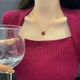 Lucky red four-leaf clover necklace 18k rose gold double-sided clavicle pendant bracelet light luxury internet celebrity same style female trend rose gold good luck necklace