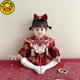 G.duck little yellow duck new baby girl one-year-old one-year-old one-piece dress Chinese style baby 100-day banquet to celebrate birthday red + cloud shoulder (regular style) 90cm 90 (recommended 20-22Jin Jin is equal to 0.5 kg)