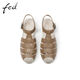 Fed Roman Sandals Summer Nouvelles chaussures pour femmes authentique en cuir rétro Retro Traité Sandales Hollow R0612-YAB718 BRORN 39