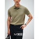 Sanheer [Estoric Gentleman] 120er Jahre langer Samt-Baumwoll-Atmungs-Loch-Pull-Prozess Sommer Revers kurzärmelig T-Shirt DAT983 Sunny Blue M /48
