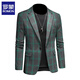 Romon European and American casual blazer men's new large size casual suit suit slim and handsome plaid gray green S