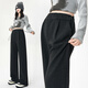 Miduli maternity pants winter outer wear wide-leg pants plus velvet belly straight casual pants maternity wear winter dark floral gray L