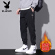 花花公子（PLAYBOY）2025春秋新款男士束脚休闲裤青少年百搭休闲裤潮流日常学生休闲裤 黑色9859 M