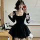 
Miao Yijia puffy skirt dress for women's skirt for winter sexy black dress slim pure and horny princess skirt short skirt black French Hepburn style cute puffy skirt one size [recommended 120 Jin [Jin equals 0.5 kg]]