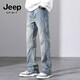 Jeep Spirit Jeans Men's Summer Thin 2025 Новая американская свободная мода Универсальная прямая модная модная микроам-брюки 9901 Ностальгический синий XL 135-150JIN [JIN равно 0,5 кг]