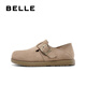 百丽（Belle）厚底勃肯鞋女冬季毛毛雪地短靴棉鞋子D4W1DAM5 卡其色-单里 37 (235mm)