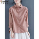 Woodpecker (TUCANO) pure cotton shirt for women spring and autumn new fashionable niche design sense cotton linen long sleeve large size loose casual shirt 829 pink L