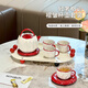 Zunmousse ceramic water set, household high-looking living room hospitality cup, teapot, kettle, housewarming gift, new home gift, pleated cup and pot set, 1 pot, 4 cups, 4 dishes, 1 tray