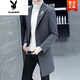 Playboy (PLAYBOY) windbreaker men's autumn and winter new Korean style trendy woolen windbreaker men's mid-length cotton thickened woolen jacket men 617 black L 110-120Jin Jin equals 0.5 kg