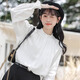 Hao'e French sweet white shirt for women with stand-up collar and earrings spring and autumn long-sleeved tops Japanese layered lace shirt as base stand-up collar and earrings white shirt M