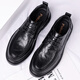 Zapatos de cuero portulese para hombres de negocios británicos para hombres zapatos casuales de negocios bajo zapatos de boda de la suela gruesa bajo 9929 Negro 39