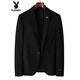 Playboy suit suit men's casual jacket spring and autumn business formal wear high-end groomsmen suit wedding suit suit for men black single suit 2XL 180 recommended 130-145 Jin Jin equals 0.5 kg