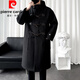 皮尔卡丹（pierre cardin）牛角扣毛呢大衣男款冬季2024新款连帽披风中长款呢子风衣外套潮流 咖啡色 XL
