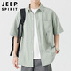 JEEP SPIRIT Jeep Ice Silk Short Sleeve Shirt Men's Summer Casual Half-Sleeve Top Summer Shirt Trendy Cool Jacket