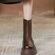 Tiaode Gao Martin Boots for Women Spring and Autumn Fashion Round Toe High Top Women's Boots Casual Sports Zipper Soft Heeled Single Shoes Short Boots Dark Brown Plus Fleece 6.5cm 37