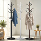 Quanpinwu coat rack, floor-standing clothes drying rack, bedroom clothes rack, home clothes hanging rack, household clothes drying rack, simple black (30CM marble), high quality thickened carbon steel main pole