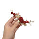 Lie Ruixi's mother-in-law's hair accessories red hair flower wedding banquet high-end cheongsam wedding festive mother's hairpin red