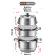 Maxcook steamer all 304 stainless steel 28cm three-layer steamer temperature-sensitive double-bottom soup pot gas induction cooker universal MCZ736