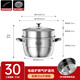 Royalstar seafood steamer 304 stainless steel sauna pot household multi-functional steamed bun steamer induction cooker gas universal top steaming and bottom cooking丨No choice of stove double layer 30cm