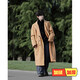 Qingchao Shang 8XL Extra Large Size Windbreaker Men's Spring and Autumn Korean Style Loose Long Woolen Coat Men's Fashion 300Jin Jin is equal to 0.5kg Youth Jacket Black and Cotton 8XL Recommended 265-290Jin Jin is equal to 0.5kg