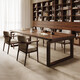 Iron Emperor walnut living room solid wood desk modern double computer table dining table work table long table study table office tea table rubber wood bachelor's chair (fabric seat)