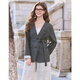 Betu women's spring new suit V-neck tie loose suit jacket women 2501T46 gray XS