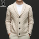 Playboy Cardigan Herren Winterjacke Männer vielseitiger dicker Nadelwolle Pullover vielseitiger gestrickter Pullover verdickter Männer Outerwear Faden schwarz 3xl 185