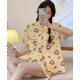 Catman 2025 New Cartoon süße kurzärmelige Pyjamas Drei-teilige Set für Außen 14126# Labubu Kurzärärmelte + Shorts + Hosen 2xl 125-145Jin [Jin entspricht 0,5 kg]