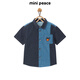 MiniPeace Sesame Street co-branded Peacebird children's clothing boys' comfortable denim shirt jacket short-sleeved summer dress denim dark blue 140