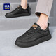 HaiLan Home (HLA) Men's Shoes Casual Shoes New Breathable Board Shoes You Lace-free Men's Retro Shoes Men's Black [Fleece Plus Style HAABXM4CBF675] 42
