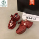 Woodpecker red thick-soled dad shoes for women 2025 new autumn year of festive versatile height-enhancing casual sneakers white 9906M plus velvet 36