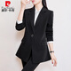 Pierre Cardin plus size plus size professional women's suit, fat, high-end, slim, interview formal suit, spring and autumn work clothes, black jacket XL 120-140Jin Jin is equal to 0.5 kg