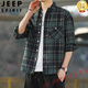 Jeep Spirit American Retro Плед в плед, рубашка с длинными рукавами для мужчин и женщин весна и осень 2025 г. Новая свободная корейская рубашка