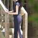 Lekali cheongsam, new Chinese style women's clothing, sexy improved mother's dress, long skirt, retro Republic of China style etiquette photo shoot, cheongsam, navy blue M, about 110