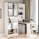 Paisenbo Pliage Table Study Table Table Corner Table Bookshelves intégrée à la pliage Télescopic Simple Home Study Writing Desk Bibliothèque Single Cabinet + Table pliante supérieure Longueur blanche en relief 1396 * 35