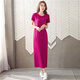 Zhongfanzhi super long dress with short sleeve cotton over-knee T-shirt skirt for women slim fit and slim summer slit ankle-length skirt for women black 9905 long skirt L
