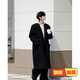 Qingchao Shang 8XL Extra Large Size Windbreaker Men's Spring and Autumn Korean Style Loose Long Woolen Coat Men's Fashion 300Jin Jin is equal to 0.5kg Youth Jacket Black and Cotton 8XL Recommended 265-290Jin Jin is equal to 0.5kg