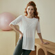 Jia Miao loose quick-drying sports t-shirt yoga wear women's summer short-sleeved Pilates training fitness tops large size blouse white S