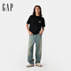 Gap [Valentine's Day] Men's and Women's Spring New Printed Cotton Round Neck Loose Short Sleeve T-shirt American Version 729123 Black M US Code L Asian Code 180/96A