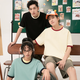 名创优品（MINISO）纯棉t恤男夏季撞色宽松高级感2025新款青少年潮流短袖 酒红 XL