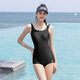 
Huili swimsuit women's swimming pool professional racing one-piece quick-drying large size slimming swimsuit 15124H dark blue 2XL