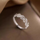 Qi Xiaomi 999 Pure Silver Copper Coin Ring Girls Open Ring Vegetarian Ring Index Finger Ring High-end Niche Design Ring for Girlfriend 999 Silver Copper Coin Ring Opening Adjustable