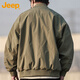 Jeep (JEEP) jacket men's autumn and winter trendy baseball uniform jacket men's casual loose work clothes military green XL