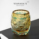 VIANASA S Edo Kiriko Seven Stars Blue Daisy Personalized Whiskey Wine Glass Handmade Colored Crystal Cup Amber Green Seven Stars (Gift Box) 280ml 1 piece